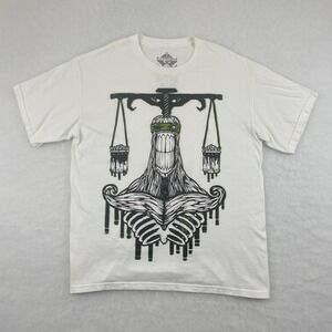 Revelation Tshirt Men's Large Skeleton Scale Balance Y2K Grunge Graphic